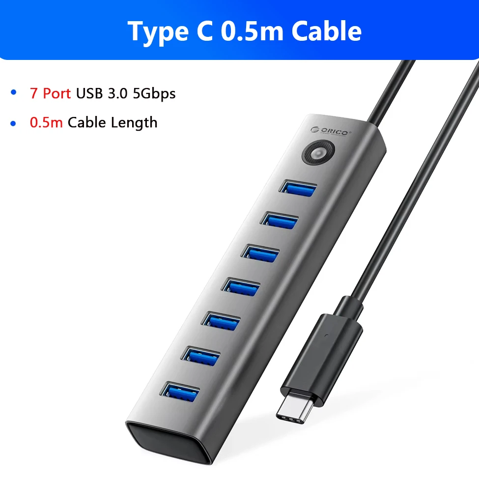 ORICO 7-Port High-Speed Aluminum USB Hub and Docking Station
