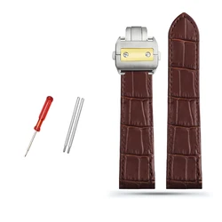 High-Quality Genuine Leather Watch Strap with Folding Buckle for 23mm (Brown gold buckle)