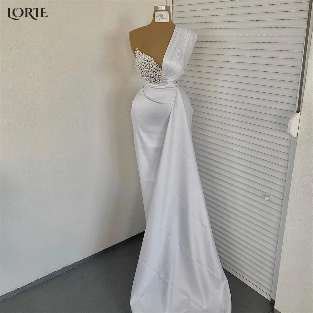 

Роскошные вечерние платья-русалки LORIE с одним открытым плечом, облегающее плиссированное платье для выпускного вечера, вечерние платья для невесты
