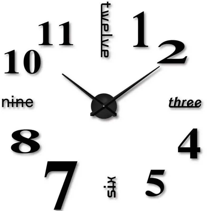 3D Mirror Roman Numbers Wall Clock Stickers Elegant DIY Digital Wall Clocks For Home Art Living Room Office Decoration Clock wall clock digital clock wall clock sticker