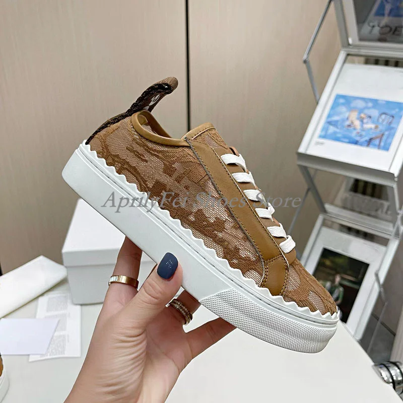 Sweet Lace Flat Platform Women Shoes Round Toe Lace Up Breathable Casual Tennis Shoe Thick Sole Outdoor White Pink Sneakers 6