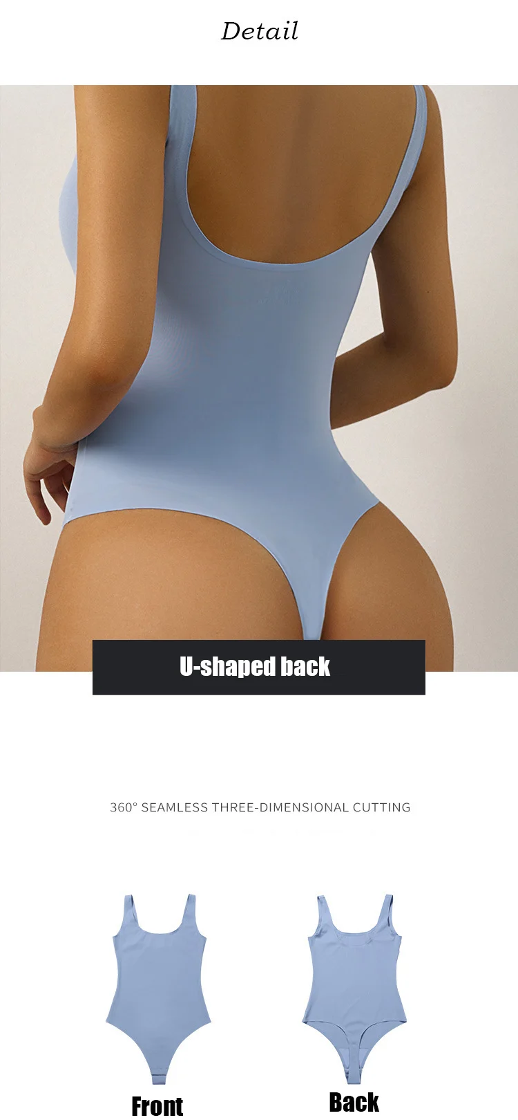 GUUDIA Women Bodysuit Body Shaper Backless Seamless Thong
