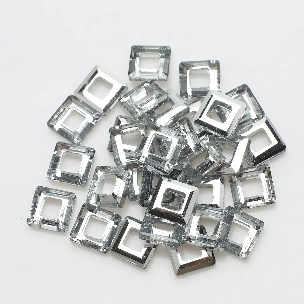 10 Pz 13mm Quadrato Sfaccettato Foro Diagonale Cristallo Di Vetro - Foto 6