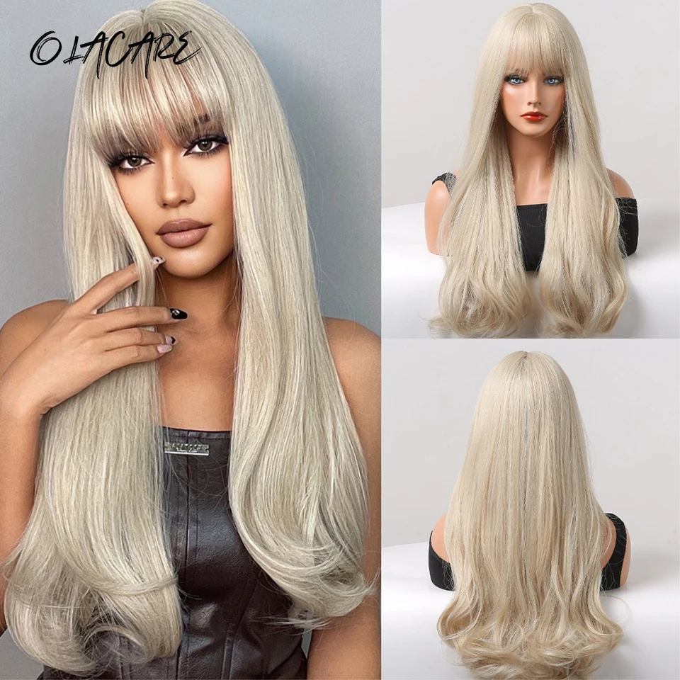 Synthetic Blonde Brown Pink Wig for Women Daily Cosplay