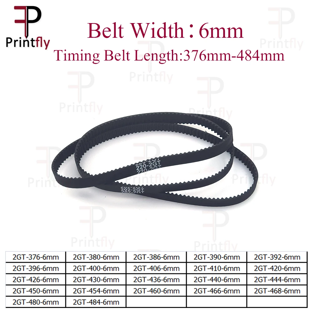 Printfly 2GT/GT2 Timing Belt 376 380 386 390 392 396 400 406 410 420 426 430 436 440 444 450 454 460 466 468 480 484 Width 6mm резиновый ремень грм sts s2m ширина 6 10 мм длина шага 364 370 410 420 426 436 440 448 452 460 480 мм