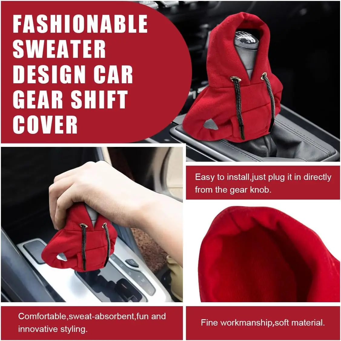 Gear Shift Hoodie Car Mini Shift Knob Cover Gear Handle Decoration Fit Manual Automatic Universal Car Lever Interior Decor