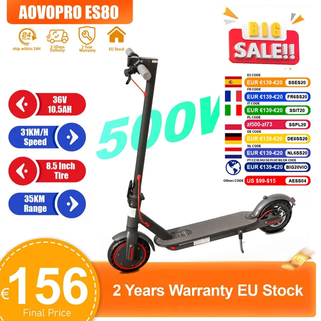Trottinette électrique AOVOPRO 2026 500W pour adultes, autonomie de 35 km, vitesse maximale de 31 km/h, trottinette électrique pliable, 8,5 pouces, trottinette électrique intelligente 1