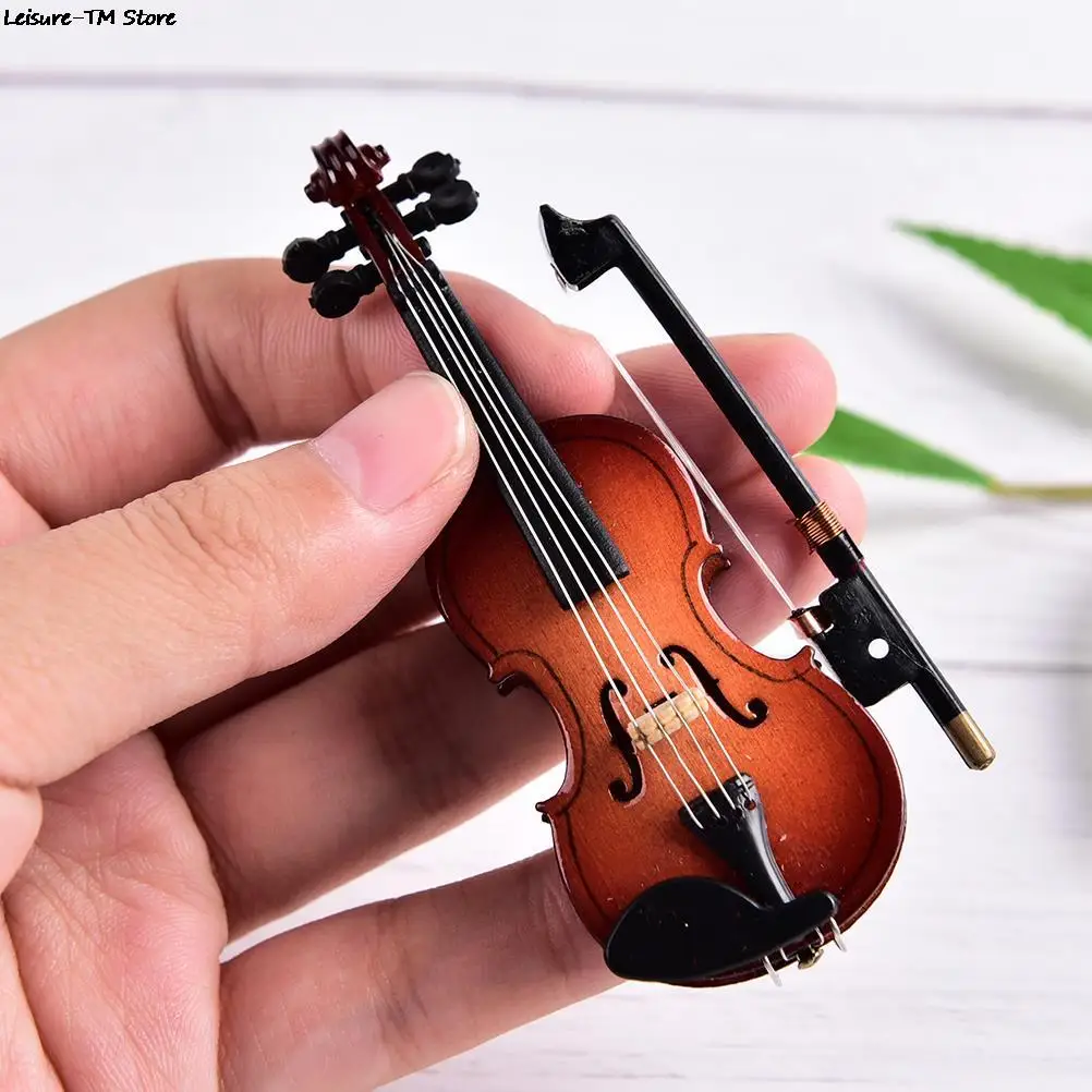Miniature music instrument plastic mini violin ornament plastic crafts DIY home decoration with support plastic violin ornament