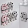 Free Punch Aluminum Slipper Rack Wall Mount Bathroom Bedroom Shoe Hanging Holder Organizer Toilet Wall Door Towel Storage Shelf 1
