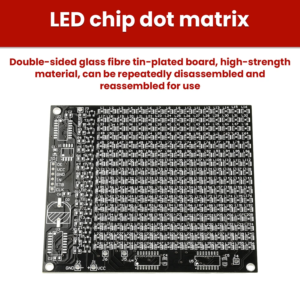 DIY Electronic Kit 64LED/256LED Red Display LED SMD Dot Matrix Advertising Screen Fun Soldering Practice Welding Practice Kit