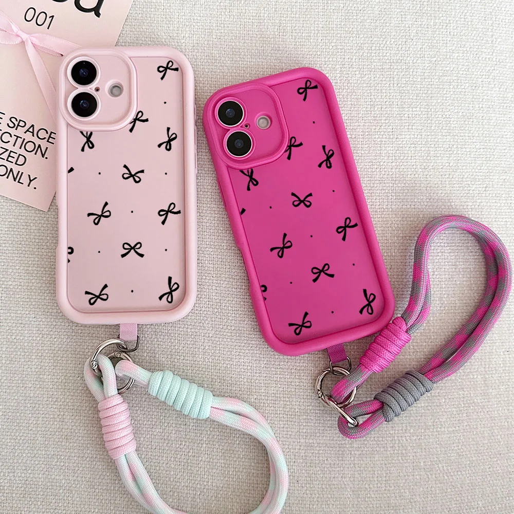 Funny Bowknot Wrist Chain Lanyard Phone Case