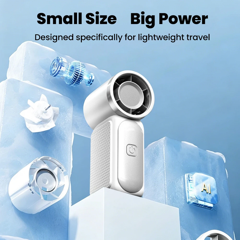 Handheld Mini Type C Charging Digital Display Portable Folding Desktop Option AI Chip 5-Speed Adjustment Fan For Home_voghion.com