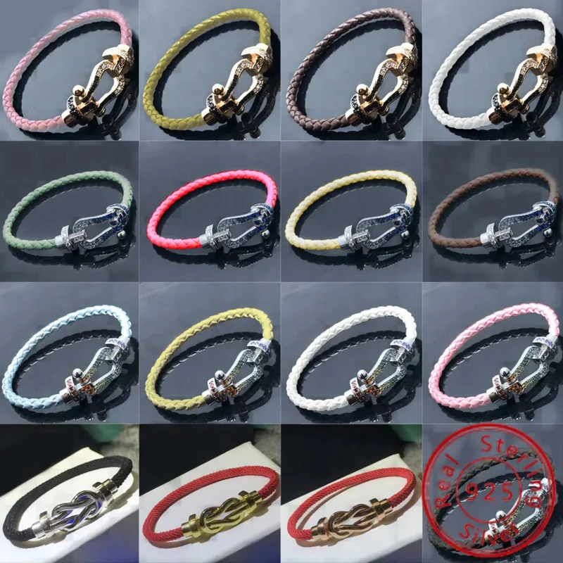 2024 New Arrival-S925 Silver FD Bracelet with Leather Strap - Fashionable and Elegant Gift Idea
