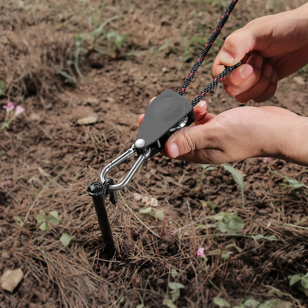 

Camping Tent Tie Down Rope Tightener Fastening Pulley Ratchet Hangers Awning Rope Hook Canopy Buckle Rope Tightening Straps Tool