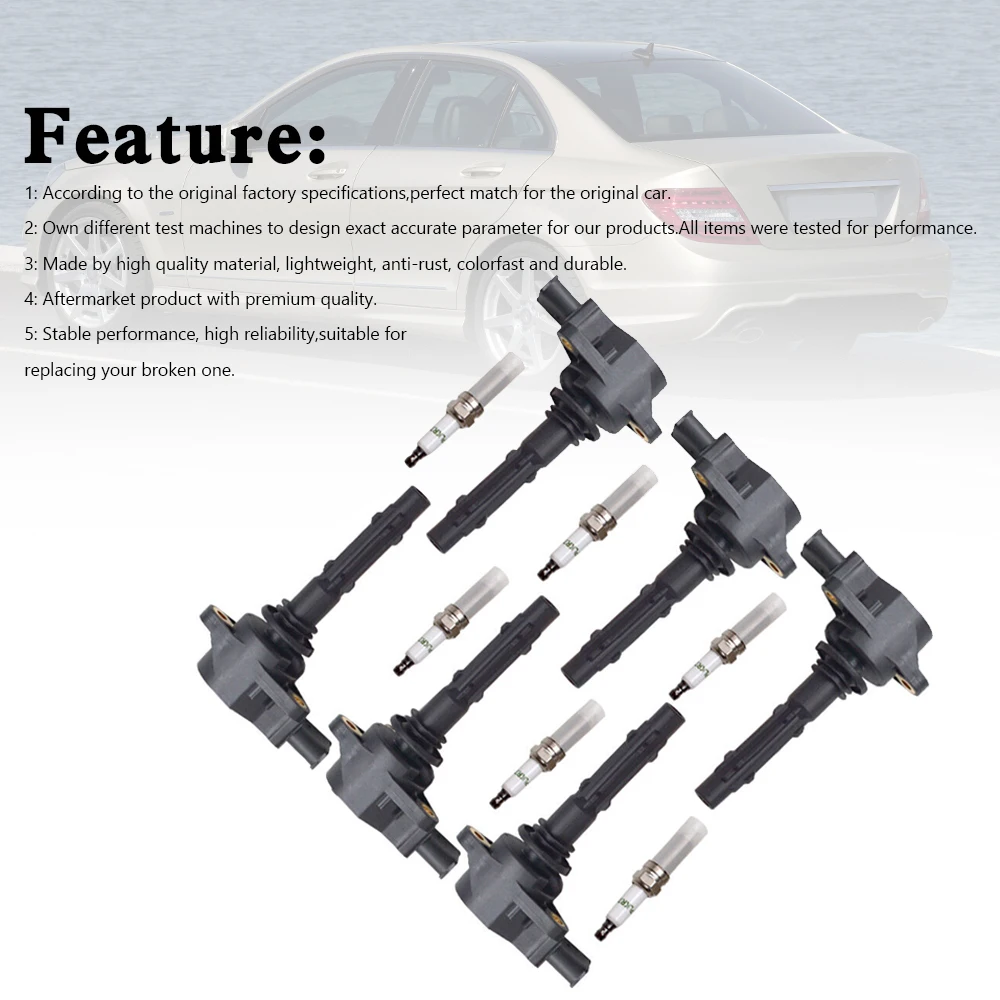 Artudatech 6x Zündspulen + Zündkerzen UF535 für Mercedes-Benz C230 C300 ML350 R350 – Detail 2
