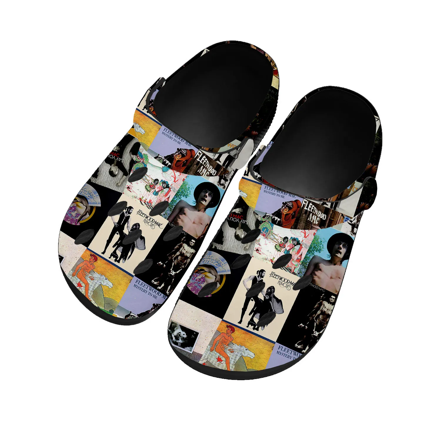 

Fleetwood Mac Pop Rock Band Home Clogs Custom Water Shoes Mens Womens Teenager Shoes Clog Breathable Beach Hole Slippers Black