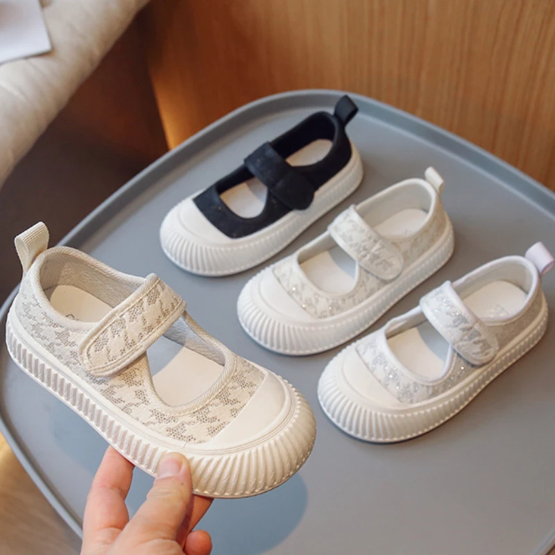 

Girl's Mary Jane Canvas Shoes Spring New Casual Non-slip Breathable Children Comfortable Kids Flat Versatile Soft-soled Shoes