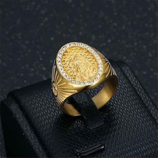 2024 Hip Hop Iced Out Bling Big Jesus Cross Ring Male Golden Color 14k  Yellow Gold Christian Rings For Men Party Jewelry High Quality From 100,43  € | DHgate