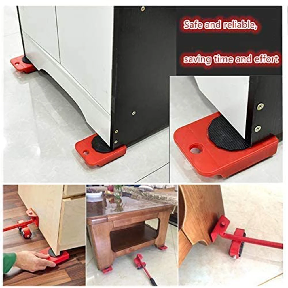 Furniture Sliders for Easy Safe Moving, Appliance Roller for Sofas 4 pcs  red