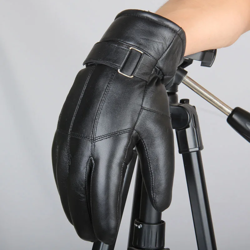 Men Sheepskin Leather Gloves for Winter Outdoor Warm