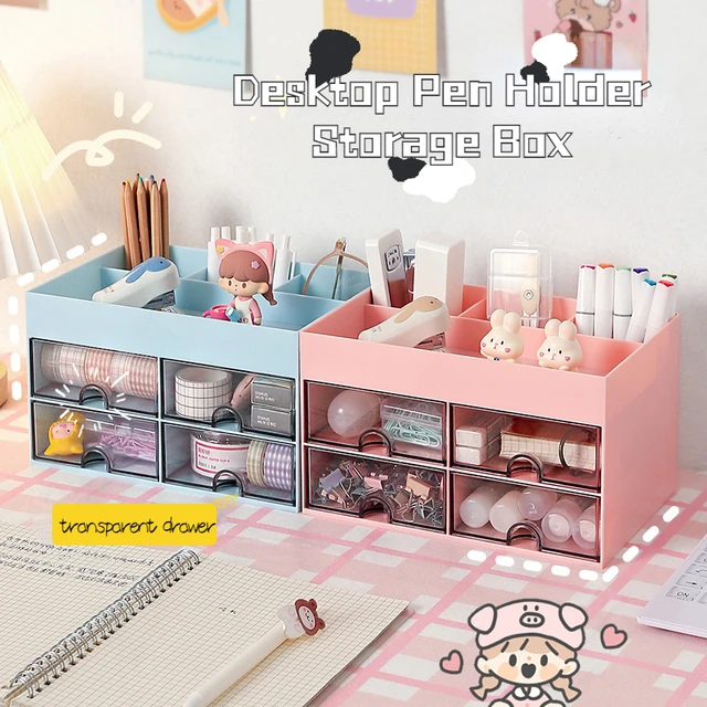 Cute Vertical Pen Organizer, Kawaii Desk Organizer Pen Holder Stationery,  Marker Pencil Storage Caddy Tray for Office, School, Home & Art Supplies 