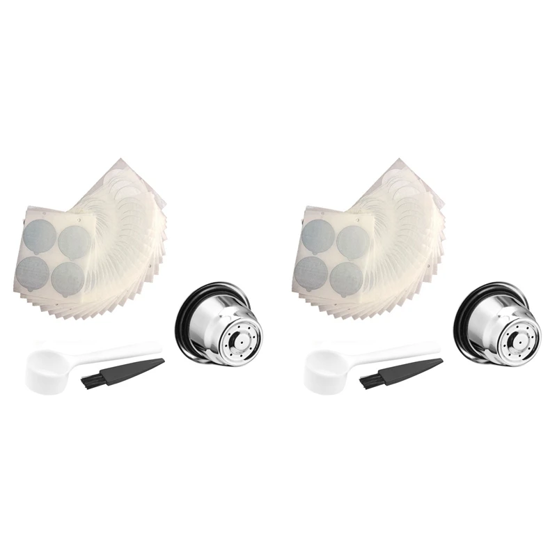 Confezione Da 2 Capsule Nespresso Riutilizzabili Con Coperchi In Lamina Da 200-Cialde Da Caffè Riutilizzabili In Acciaio Inossidabile Per Macchine Nes