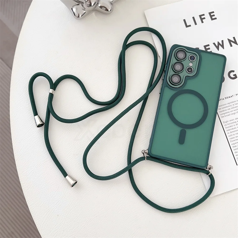 Adjustable Crossbody Rope Lanyard with Lens Protection for Magsafe Wireless Charge Cases