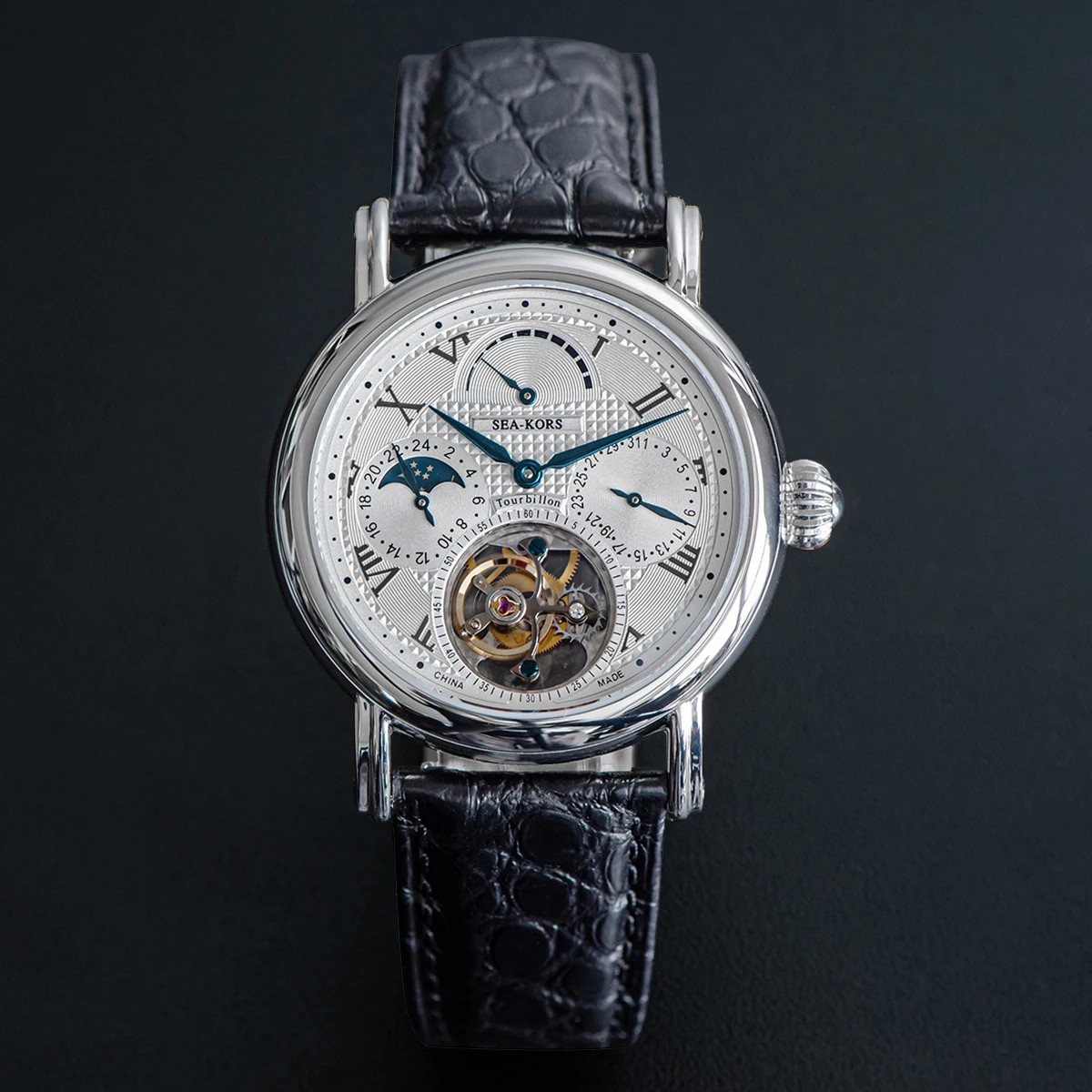 男性と女性のためのGestess-seakorsトゥールビヨンウォッチ、st8007