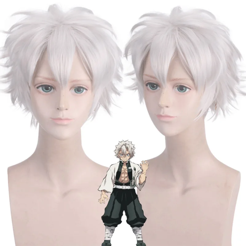 

Division Rap Battle Hypnosis MIC Aohitsugi Samatoki Short Silver White Wig Heat Resistant Synthetic Hair Cosplay Wigs