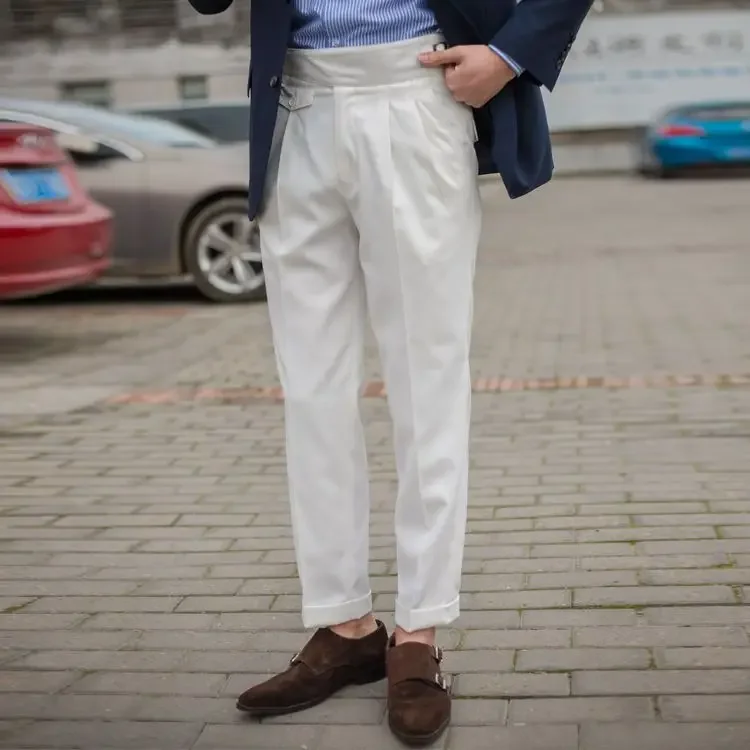 Autumn Men Suit Pants Fashion 2024 Korean Slim Fit Business Solid Pants Formal All Match Long Length Mens Dress Trousers H76