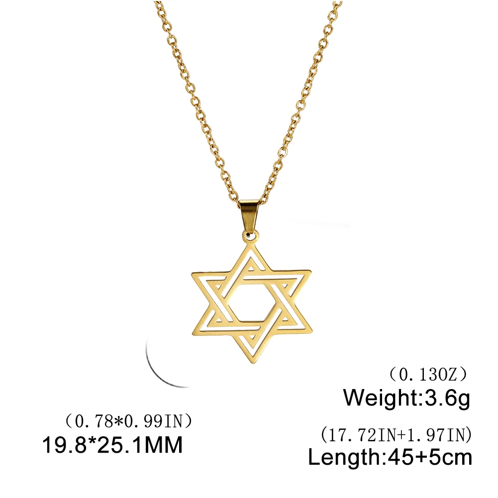 LIKGREAT Star of David Pendant Necklace for Women Men Israel