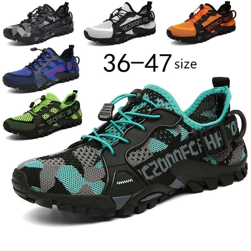 

2024 New Mesh Breathable Wading Shoes Couple Shoes Outdoor Anti Slip Mountaineering Shoes Men Camping Hiking Shoes Fishing Shoes