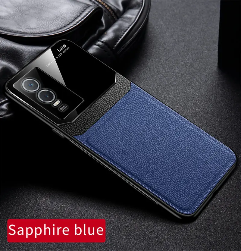 WEIOU Cover per vivo V21 5G, Slim Laureato Custodia Posteriore in Vetro Temperato 9H, Bordo in TPU Bumper in Silicone Protettiva Case - 3