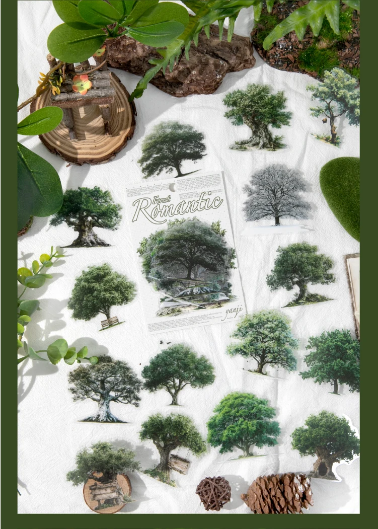 30 Stück/Packung Romantische Baum-Aufkleber-Set Transparente PET-Scrapbooking-Materialien DIY Junk Journal Ästhetik-Sticker Schreibwaren – Detail 9