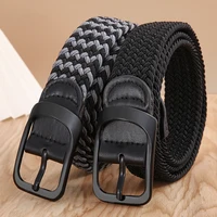 Non-hole Punch-free MEN'S AND WOMEN'S Woven Belt Elastic Stretch Canvas Belt Female Korean Style Versatile Student Pants Belt 3
