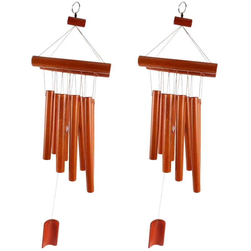 2X Hand Crafted Bamboo Tubes Wind Chimes Hollow Tuned Music Natural
