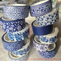 12 Rolls Per Set Blue & White Washi Tape Pretty Chinoiserie Designs Decorative Tape for Journaling, Scrapbooking 2