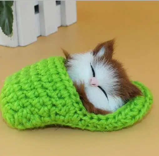 thumbnail image 1 of 1pc Mini Cute Lifelike Sounding Shoe Kittens Cats Plush Toy Sleeping Cats Toy Kids Appease Stuffed Doll Birthday Gift Doll, 1 of 5