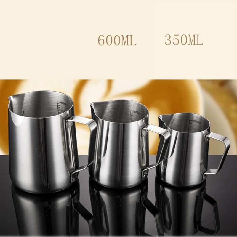 350ML/600Ml Stainless Steel Coffee Pot Milk Jugs Pitcher Cup Frothing with Tick Mark for Make Milk Coffee Accessories Cup