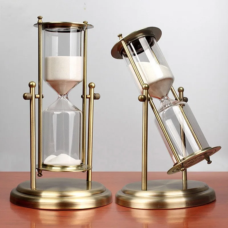 Rotating Crown Hourglass Timer Decoration with Advanced Creative Glass Flowing Sand Time Metal Hourglass Small Gift