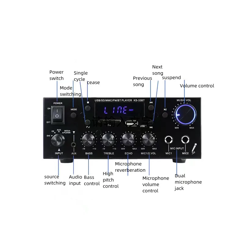 Atualizado Ks33bt Estéreo de Baixa Frequência Amplificador Hifi Digital Som Led Bluetooth Rádio fm 2x60w Amplificador Amplificadores - Image 2