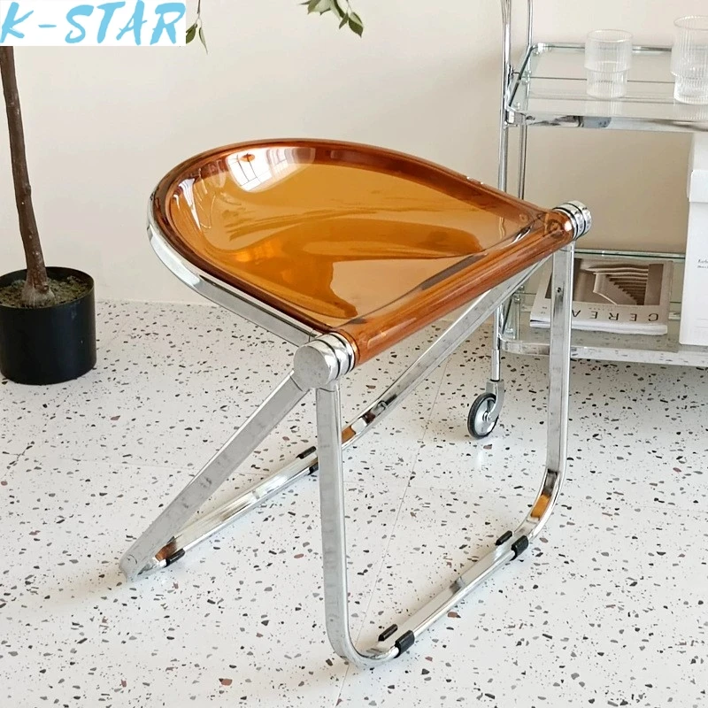 Folding Chair k-star Nordic Middle Ancient Foldable Chair Home Transparent Instagram Style Office Leisure Dining Chair Acrylic Creative