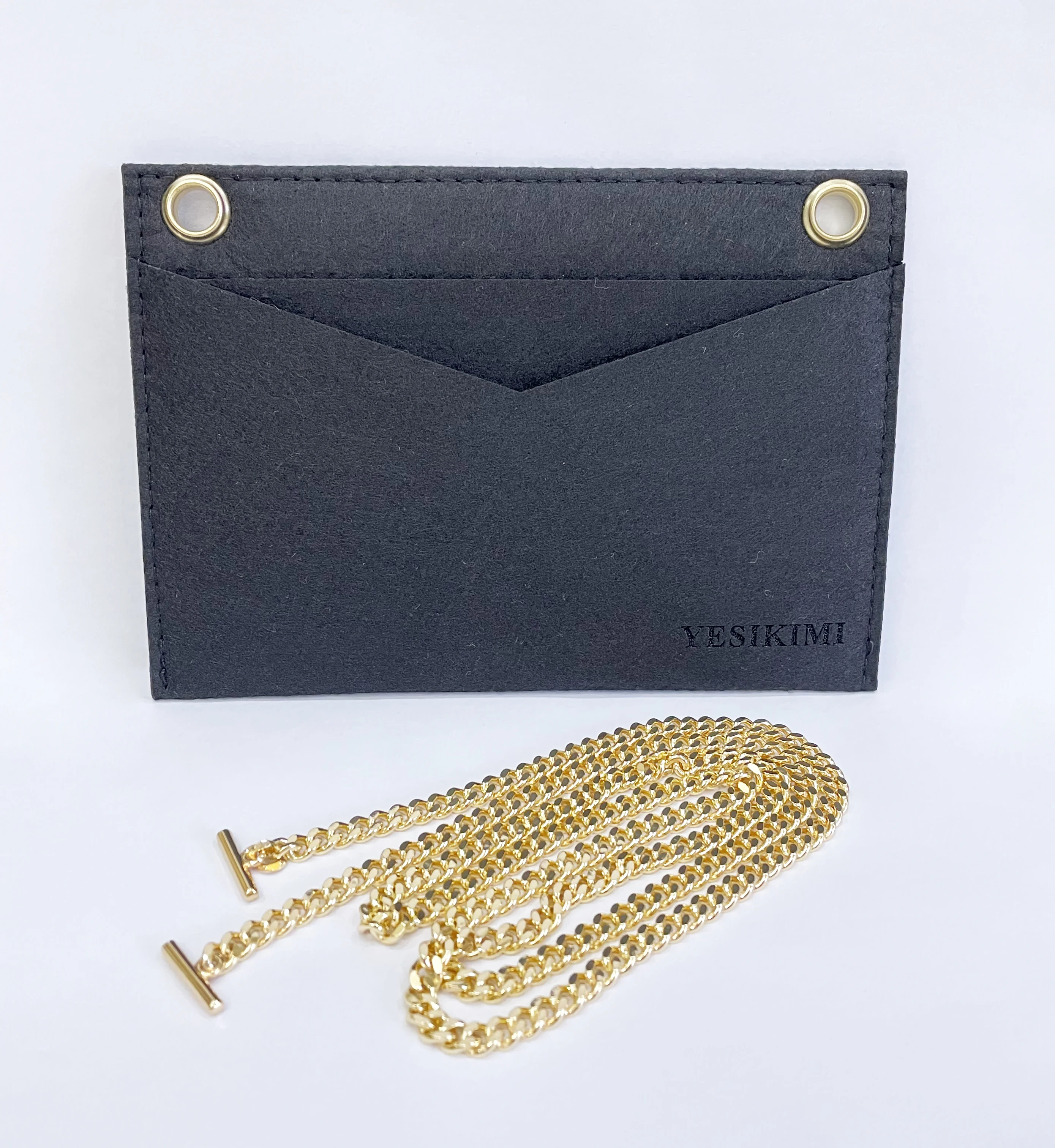  Monogram Clutch Conversion Kit with Gold Chain Wristlet Insert  Wallet on Chain (Black) : Handmade Products