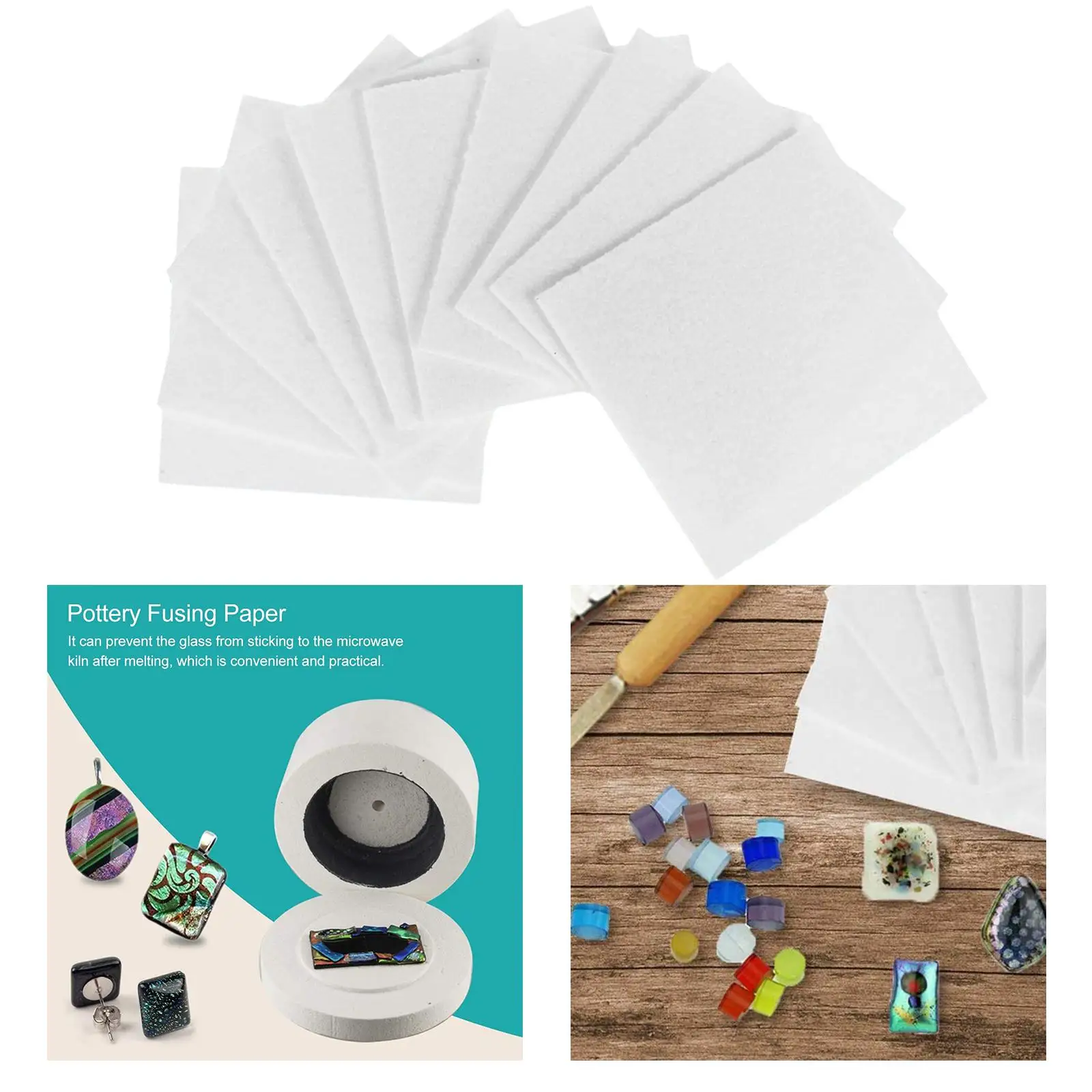 50 Sheets Ceramic Fiber Paper Square Microwave Kiln Papers Glass Fusing Paper for Household DIY Craft 80x80mm ceramic transfer paper