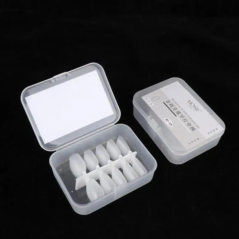 100PCS/Box Clear Coffin Press On Nails - Artificial False Nail Tips with XS/S/M Sizes, Manicure Extension Tools for DIY Salon