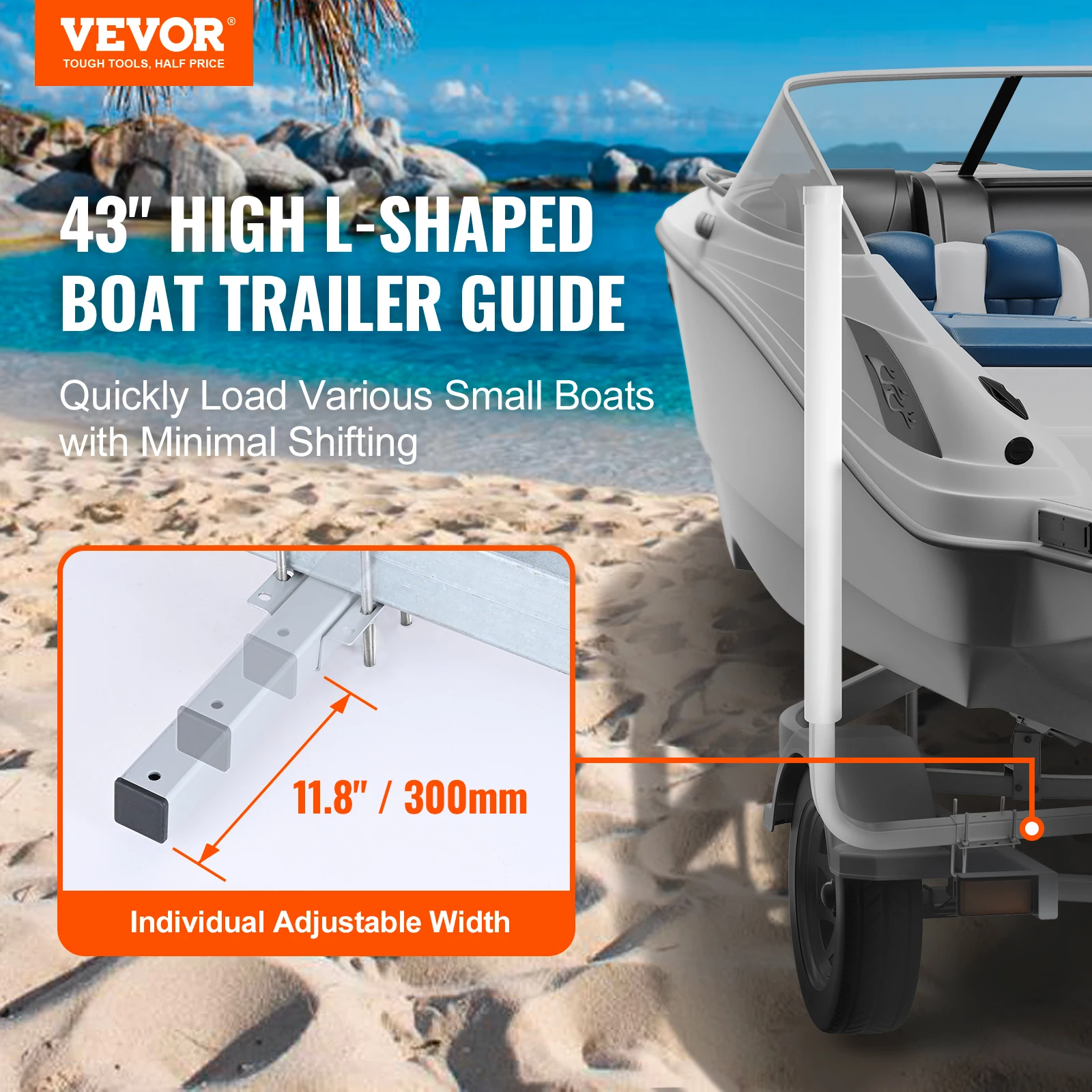 2PCS Boat Trailer Guide Rustproof Galvanized Steel Trailer Guide ons Guides with PVC Pipes for Boat boat trailer guide