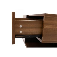 ​ ​ Table basse moderne de 78 cm avec bois chaud - Rangement à 4 tiroirs à deux niveaux avec design géométrique pour un salon élégant ​ ​ ﻿ 5