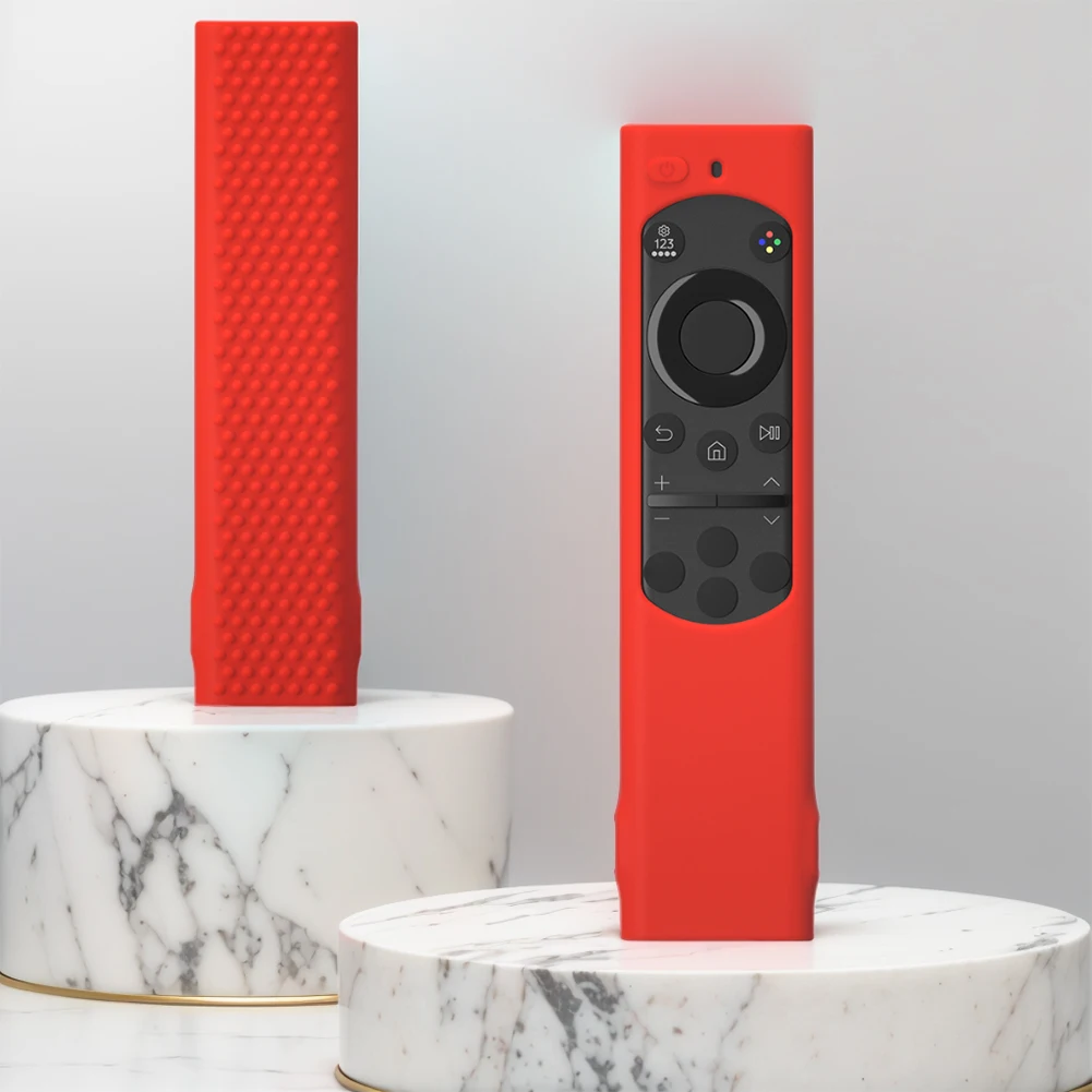 Silicone Cover Remote Control Sleeve Anti Slip Protective Cover Anti-Fall Shockproof with Lanyard for Samsung Remote BN59-01385A