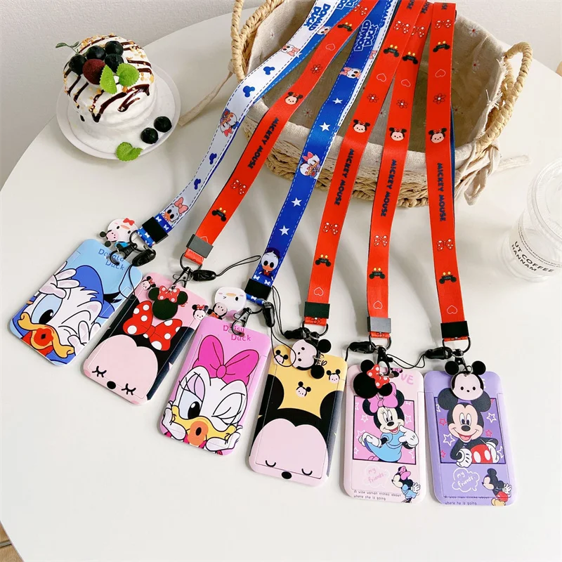 

Lovely Disney Anime Credential Badge Holder Mickey Mouse Subway Card Holders Minnie Student Campus Lanyard Cards Holder