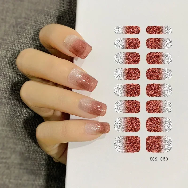 Heallor 53 Colors Nail Polish Stickers Pure Color Strips Waterproof Adhesive Nail Full Sticker Environmental Protection DIY Nai 5